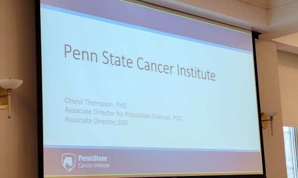 Powerpoint slide that says "Penn State Cancer Institute."
