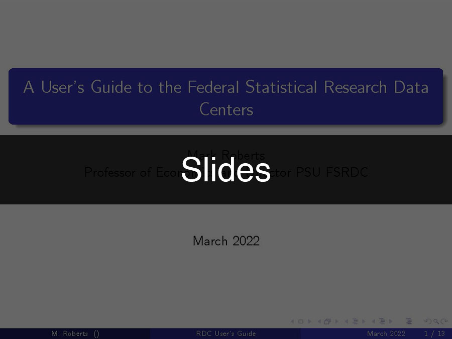 Screenshot of SSRI RDC Workshop slides by Mark Roberts.