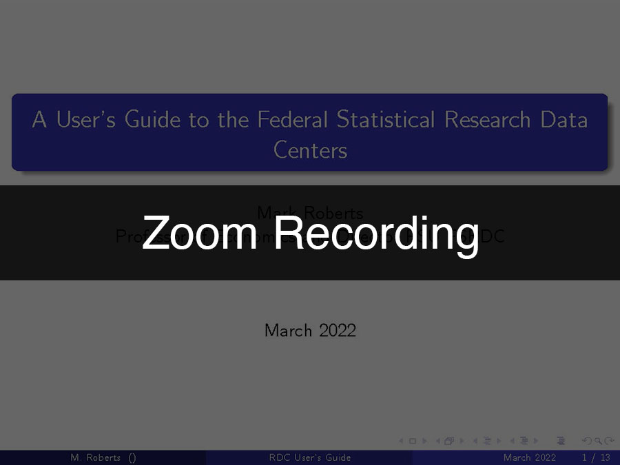 Screenshot of SSRI RDC Workshop zoom recording.