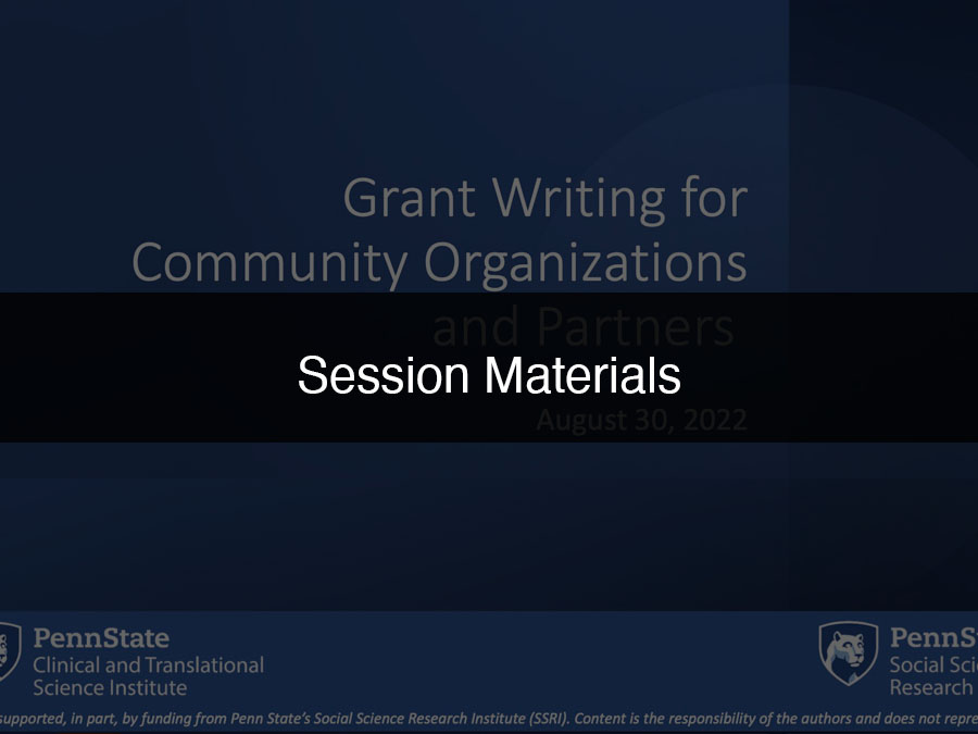 Background of 2022 Community Grant Writing Workshop Session Materials.