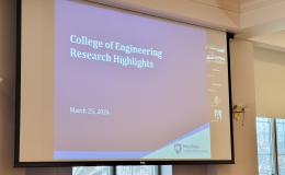 PowerPoint slide of "College of Engineering Research Highlights."