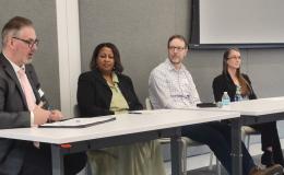 Four panelists engage in a discussion about tobacco at the CSUA conference.