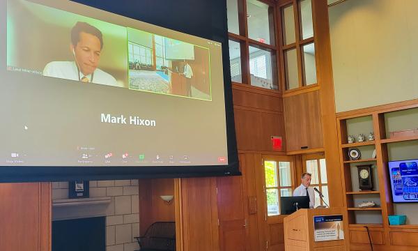 Laval Miller-Wilson speaks to the group via Zoom about the state perspective on the intersection between children and youth services and the juvenile justice system.