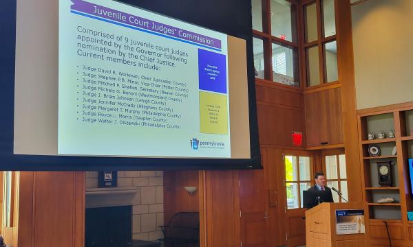 Robert Tomassini presents about the Juvenile Court Judges' Commission.