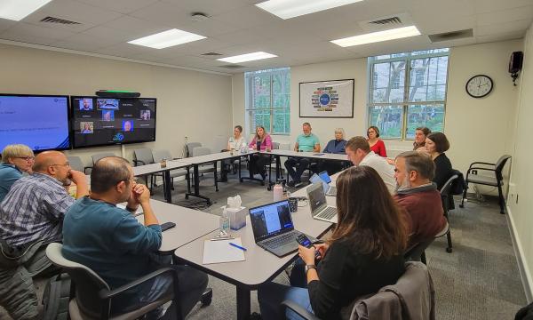 Attendees listen to a presentation about SSRI's Data Resources Hub. 