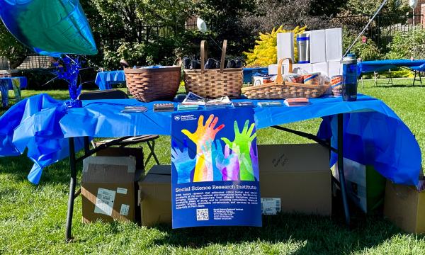 SSRI's administration table with various prizes and goodies.