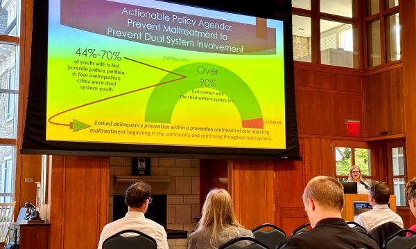 Denise Herz presents about an actionable policy agenda to prevent maltreatment to prevent dual system involvement.