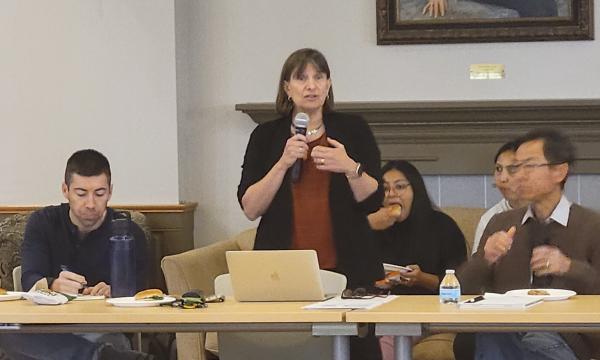 Deborah Ehrenthal addresses the group of attendees. 