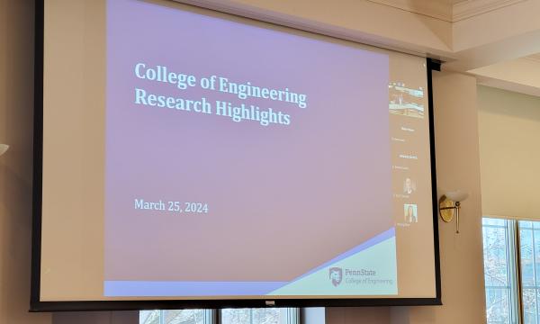 PowerPoint slide of "College of Engineering Research Highlights."