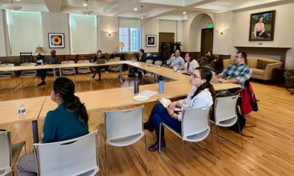 Attendees of the SSRI Open House on Community Engagement listening to Amy Snipes's presentation.