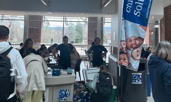 Group of students participating in the event inside the HUB-Robeson Center.