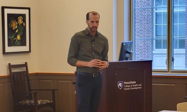 Blake Colainne talks to the group.