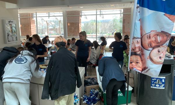 Group of students participating in the event inside the HUB-Robeson Center.