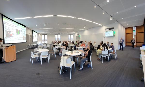 Panoramic view of the in-person CSUA Conference attendees.