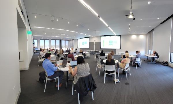 Panoramic view of the in-person CSUA Conference attendees.