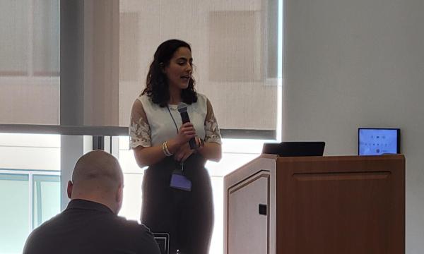 Rachel Marcus presents about her work involving expecting fathers' frequency of binge drinking.