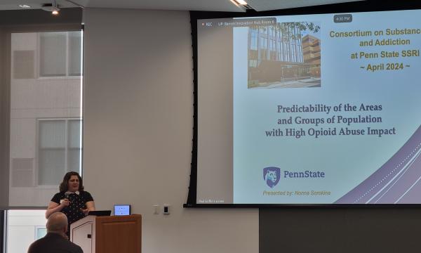 Nonna Sorokina presents about how opioid misuse impacts the banking industry.