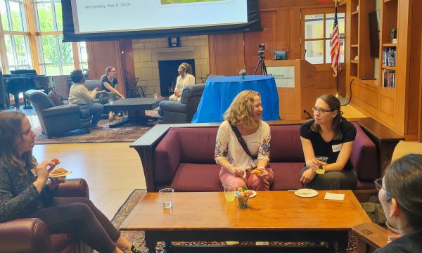 Attendees of the annual SSRI Spring Celebration gather in the Hintz Alumni Center.