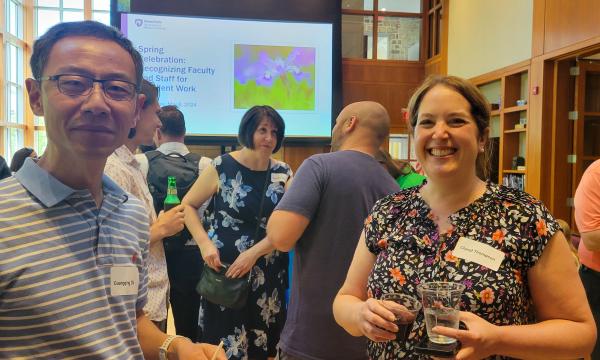 Attendees of the annual SSRI Spring Celebration gather in the Hintz Alumni Center.