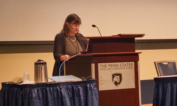 Deborah Ehrenthal, SSRI director, welcomes attendees to the IFSE conference.