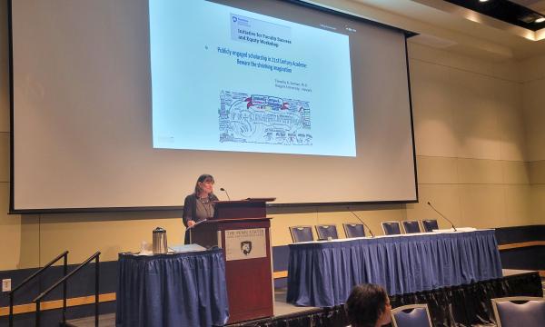 Deborah Ehrenthal, SSRI director, welcomes attendees to the IFSE conference.