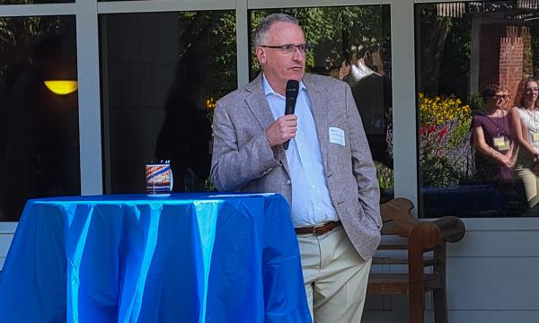Andrew Read, Senior Vice President for Research, gives remarks to the attendees.