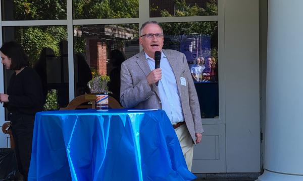 Andrew Read, Senior Vice President for Research, gives remarks to the attendees.