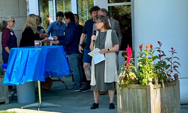 SSRI Director Deborah Ehrenthal addresses the crowd.