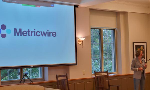 Project Manager for the SRC, Valerie Keppenne, presents to the group.