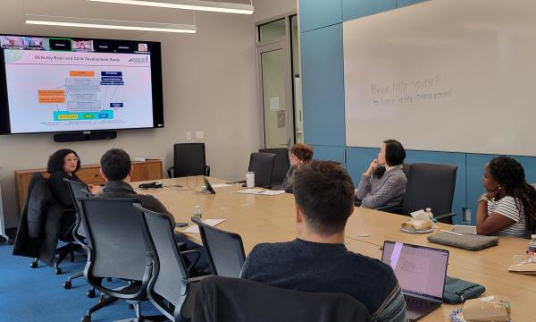 Attendees of the SSRI Open House looking towards the presentation in Room 314.