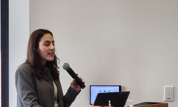 Rachel Marcus, MS, Doctoral Student in Developmental and Child Psychology, give her talk to the group.