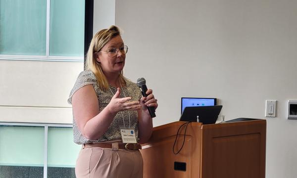 Nikki Crowley, PhD, Huck Early Career Chair in Neurobiology and Neural Engineering; Assistant Professor of Biology and Biomedical Engineering, gives her talk.