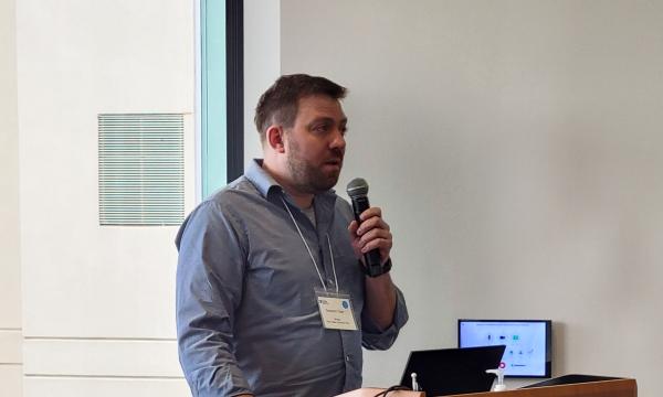 Grayson Sipe, PhD, Assistant Professor of Biology, presents his talk.