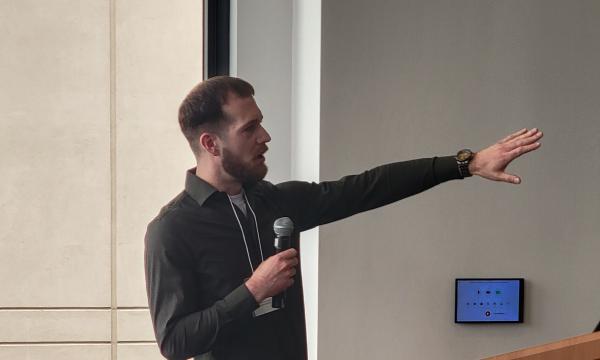 Eric Harrison, Doctoral Student in Human Development and Family Studies, gives a lived experience talk.