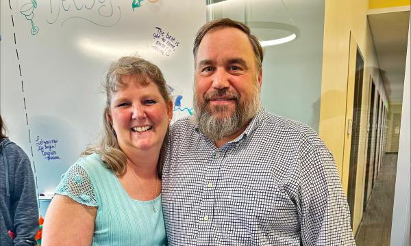 Barbara Rigg and Joe Broniszewski pose together.