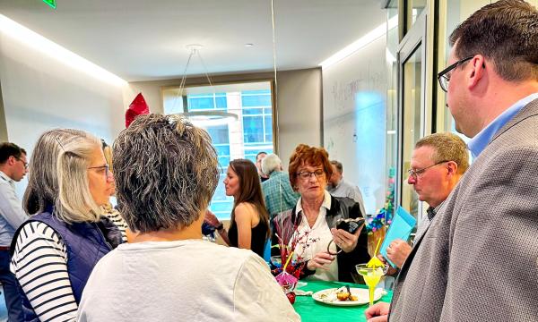 Group shot of attendees at the retirement party.